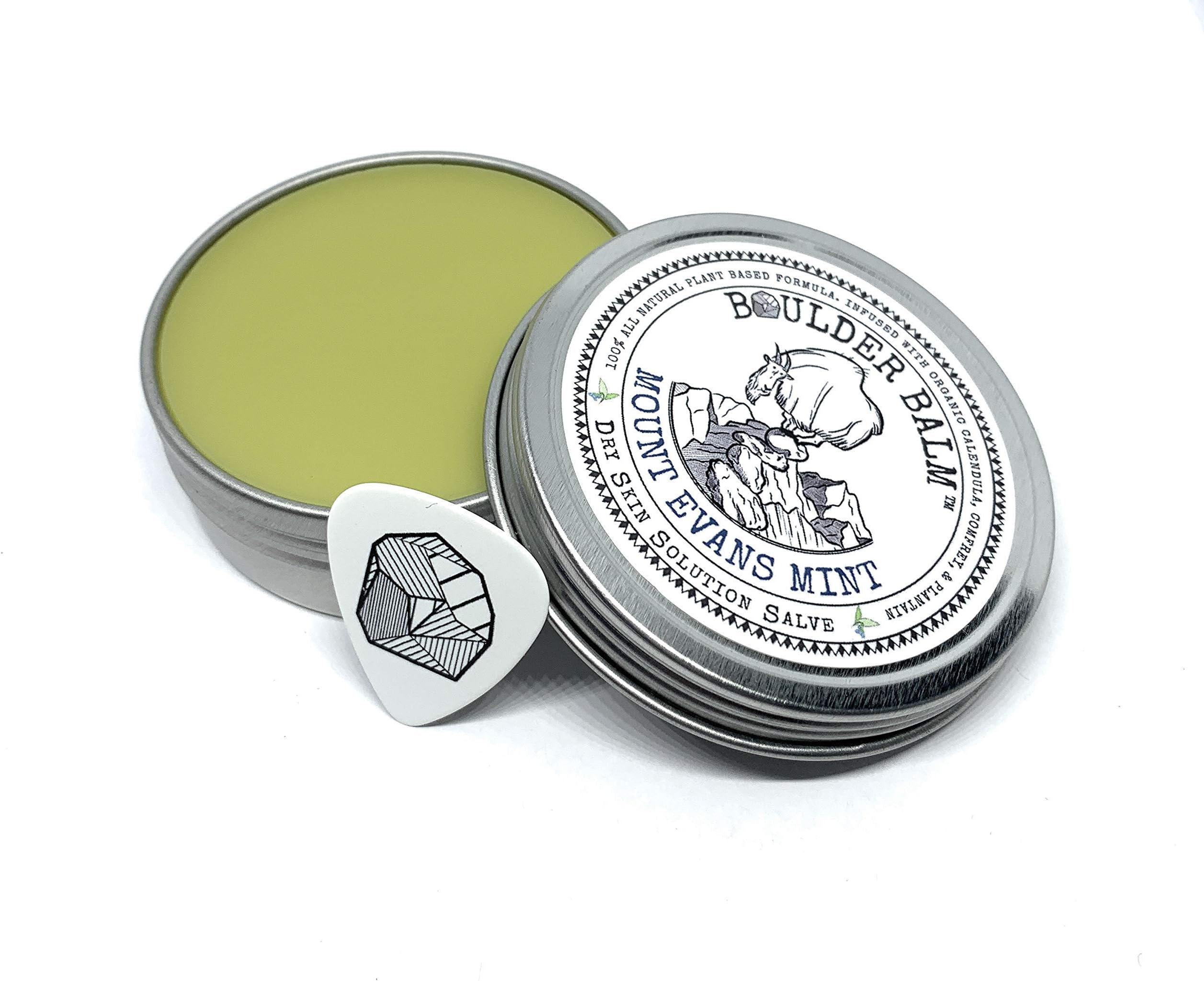 Boulder Balm: 2oz Mount Evans Mint Scent Dry Skin Salve for Active Hands & Body Healing Balm Handcrafted for Rock Climbing