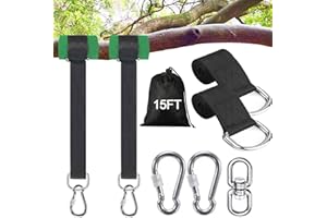 Werflyto Safe Tree Swing Hanging Straps Kit, 3FT/10FT/15FT/20FT, Heavy Duty Holds 5500LBS Extra Long Adjustable Tree Swing Straps, Easy & Fast Way to Hang Any Swing or Hammock(15 FT)