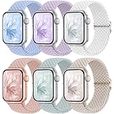 6 Pack Braided Stretchy Bands Compatible with Apple Watch Band 38mm 40mm 41mm 42mm 44mm 45mm 46mm 49mm Women Men, Adjustable Nylon Solo Loop Elastic Straps for iWatch Series 11 10 9 8 7 6 5 4 SE Ultra