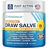 Pergenics Drawing Salve with Arnica Ointment, for Dry Skin, Cuts, Burns, Rash, Poison Ivy Oak, Itching, Insect Bites, Bee Sting, Ingrown Hair, 1 Oz