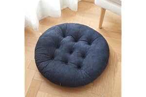 Getmo Resin Large Floor Pillows,Round Meditation Pillow,Microsuede Sitting Pillows Floor Cushion for Yoga Living Room Balcony Office Outdoor,Seat Cushion Tatami for Chair Sofa,22x22 Inch,Navy