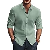 PJ PAUL JONES Mens Long Sleeve Button Down Shirts Wrinkle Free Stretch Untucked Dress Shirts Business Casual Shirt