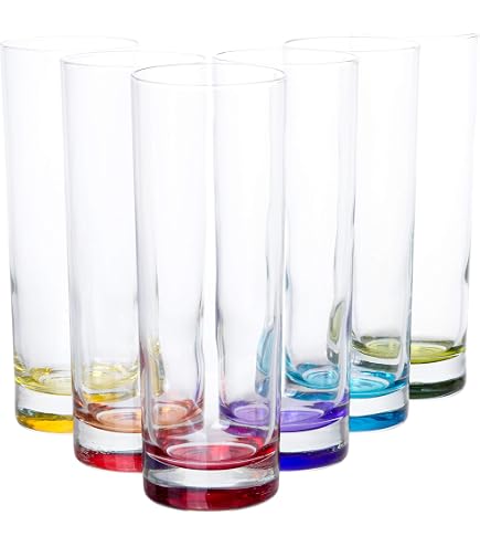 Amazon.com | QG 12oz Clear Acrylic Plastic Teardrop Drinking Glass with  Heavy Colored Base Tumbler Set of 4: Tumblers & Water Glasses
