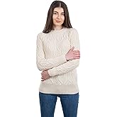SAOL Irish Sweater for Women Soft Merino Blend Knit Pullover with Crew Neck