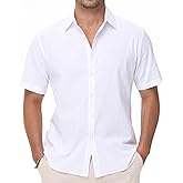 EOUOSS Mens Linen Shirts Short Sleeve Button Down Regular Fit Shirts Casual Vacation Beach Summer Hawaiian Tops