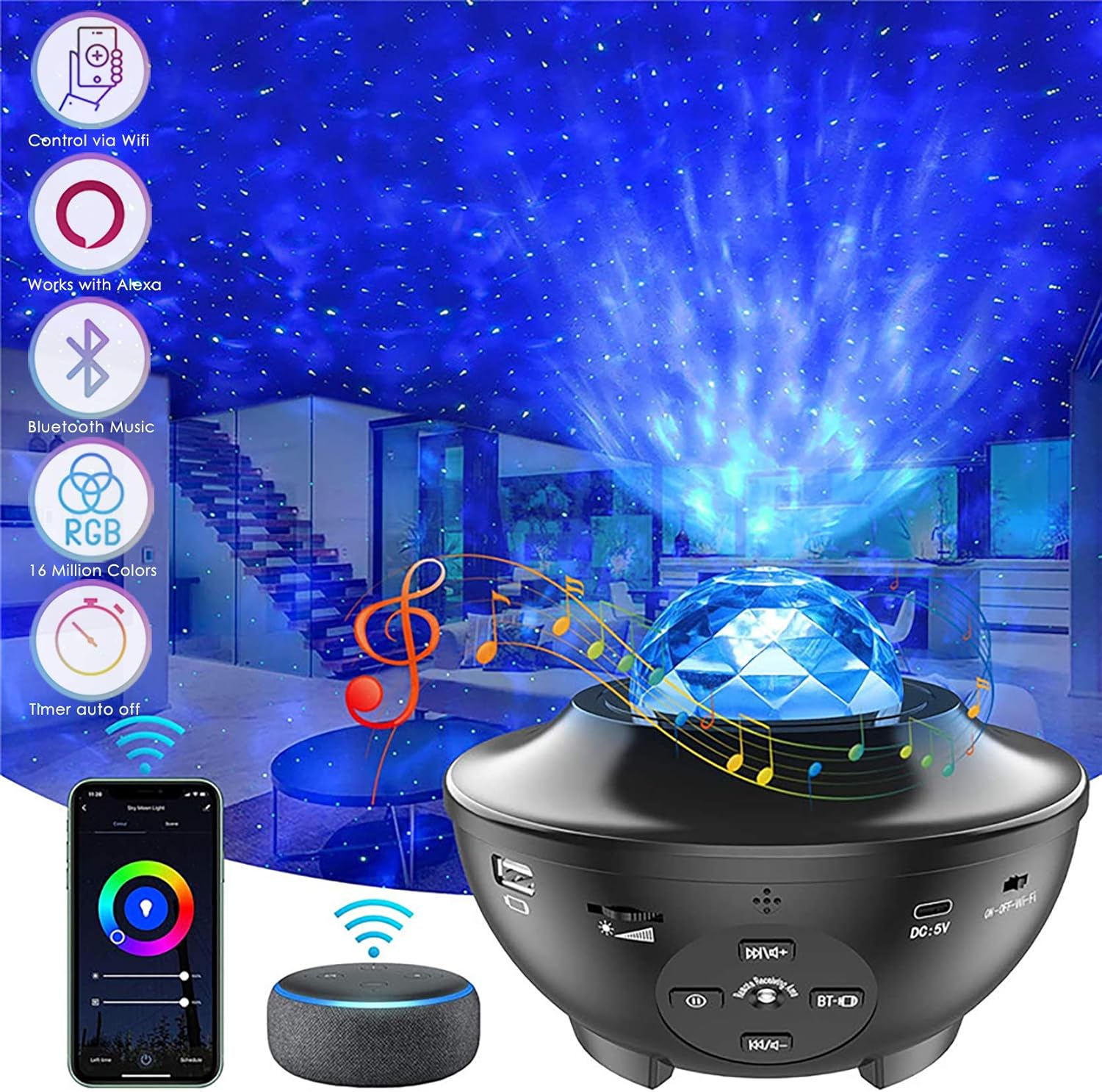 Amazon.com: Newest Smart Star Projector 4 in 1 Galaxy Projector Sky