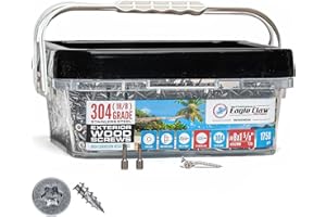 Number 8 X 1-5/8 Inch Stainless Steel Deck Screws | 1750 Pack T20 Star Drive Type 17 Point | 304 Grade Stainless Steel Wood Screws | Allen's Trading Co. Eagle Claw Fasteners