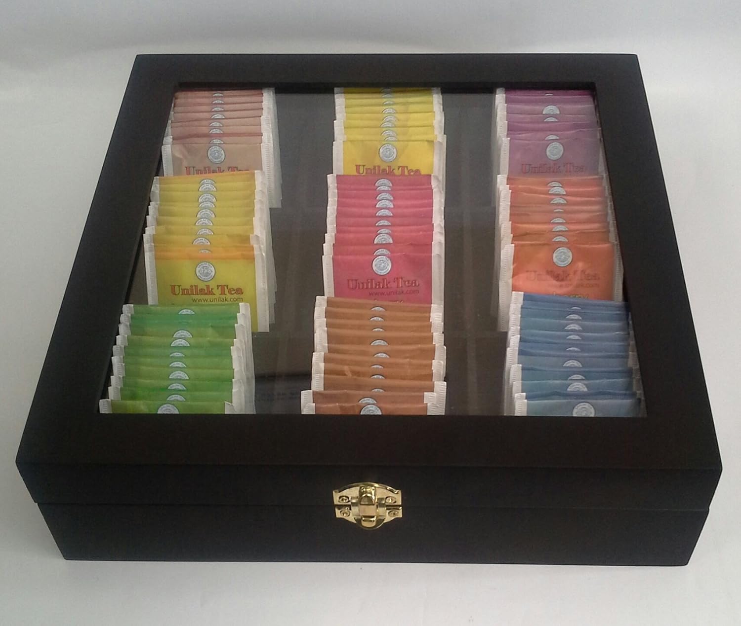 Tea Box Wooden9 Compartment with 140 Tea Bags (90in 10flav+50unflav) Amazon.co.uk Grocery