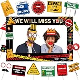 Going Away Party Decorations 23.6''x 15.7'' We Will Miss You Photo Booth Frame 22Pcs Funny Photo Props for Coworkers Retirement, Office Farewell Decorations Party