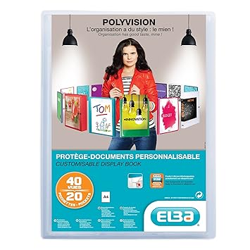 Elba Polyvision Display Book Polypropylene 20 Clear Pockets A4