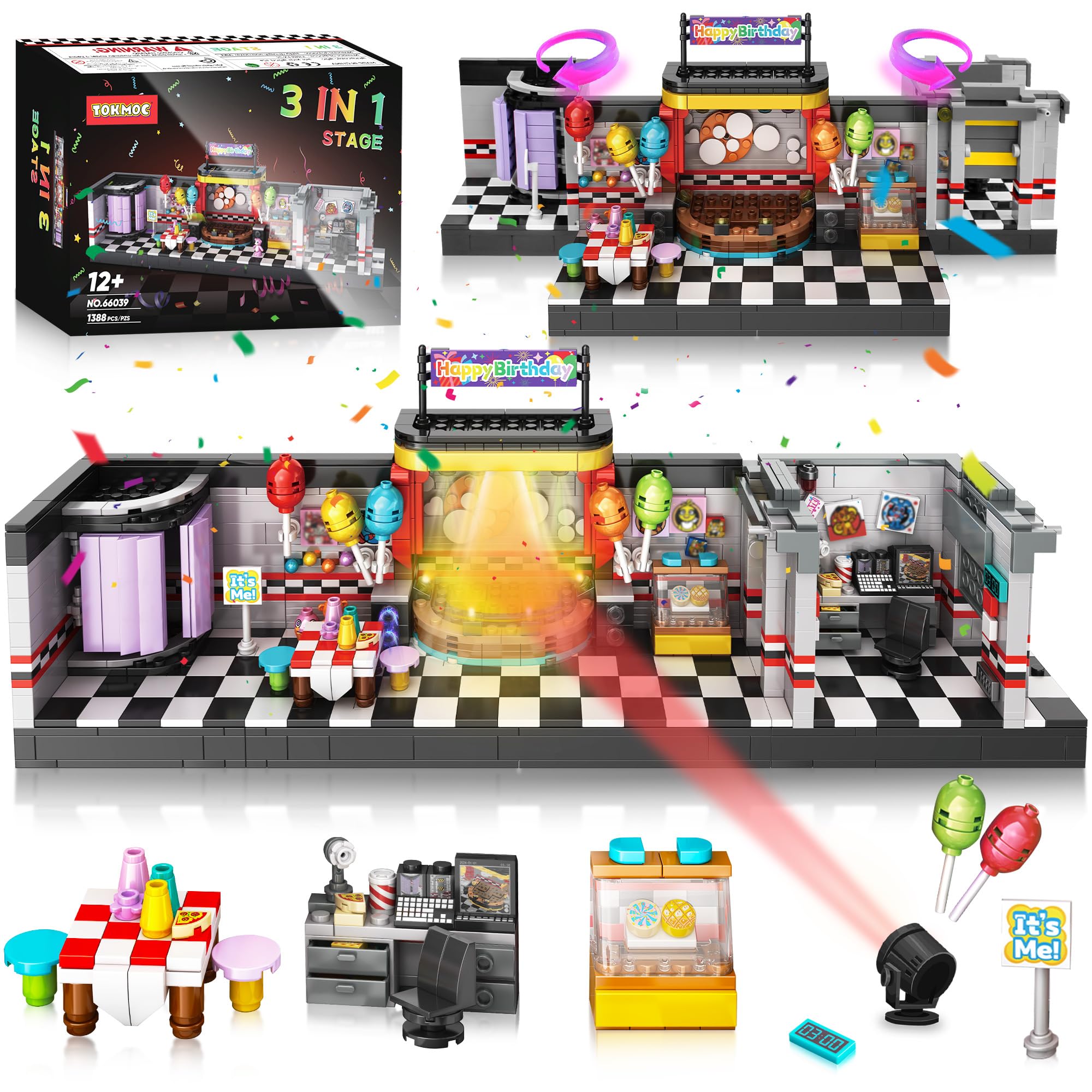 Photo 1 of **INCOMPLETE** QEINIE Five Nights Stage Building Blocks Toys, Classic Horror Stage Building Set, Home Decoration Great Birthday Present for Teens, Collectible Present for Game Fans