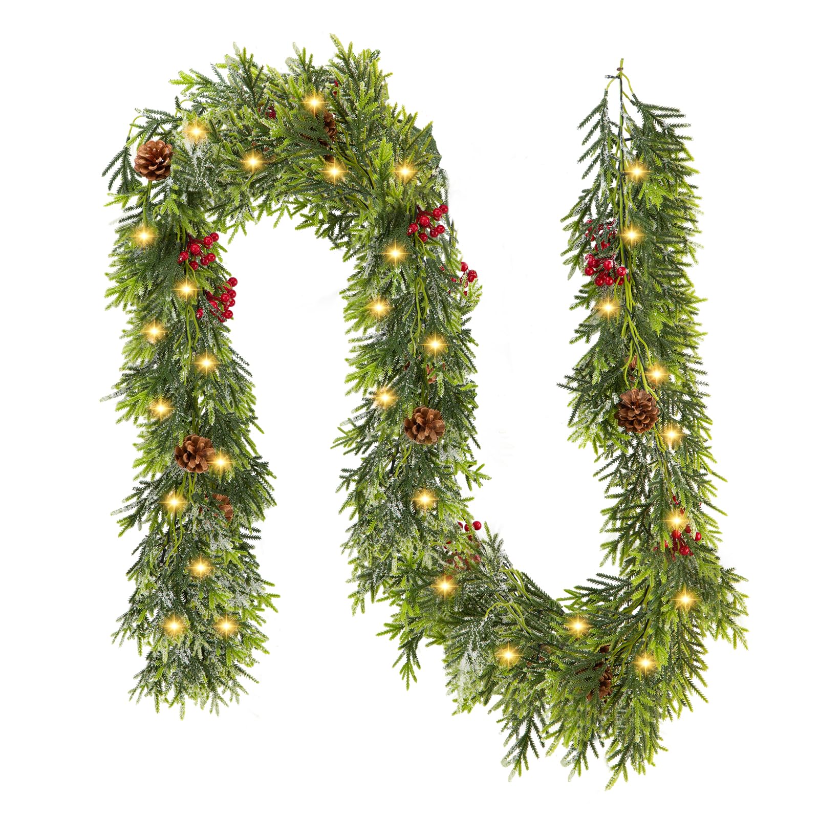 Photo 1 of 1PC 9FT Artificial Norfolk Pine Garlands, Real Touch Winter Christmas Garland, Green Artificial Greenery Garland for Table, Mantle, Wall, Indoor, Outdoor Christmas Decorations (1, 9FT)