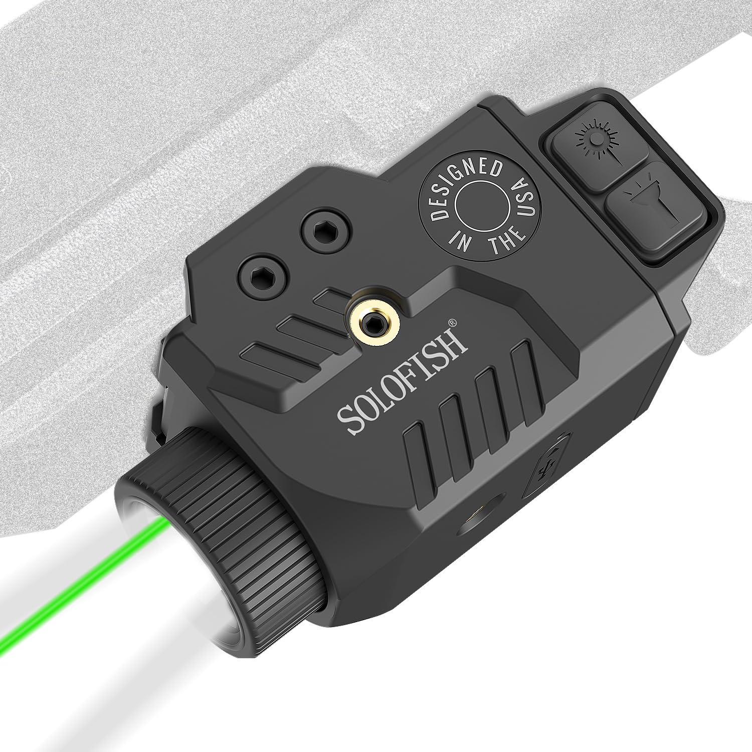 Photo 1 of Solofish 800lm Pistol Light Laser Combo with Adjustable Rail, Shockproof Green Laser Sight and Gun Light with Strobe Function, Rechargeable