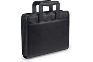 Samsill Professional Padfolio/Portfolio with Zippered Closure Case, 2 Inch Removable Round Ring Binder, Retractable Handles, Interior 10.1” Tablet Sleeve, Black