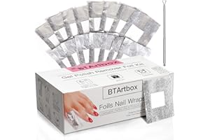 Gel Nail Polish Remover - Gel Polish Remover Wraps BTArtbox Nail Foil Wraps 200Pcs Soak Off Gel Remover with 1 Pcs Cuticle Pusher for Removing Nail Polish at Home