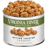 Virginia Diner - Gourmet Natural Butter Toasted Cashews, 16 Ounce Tin of Sweet Buttery Glazed Jumbo Cashews in a Resealable Can