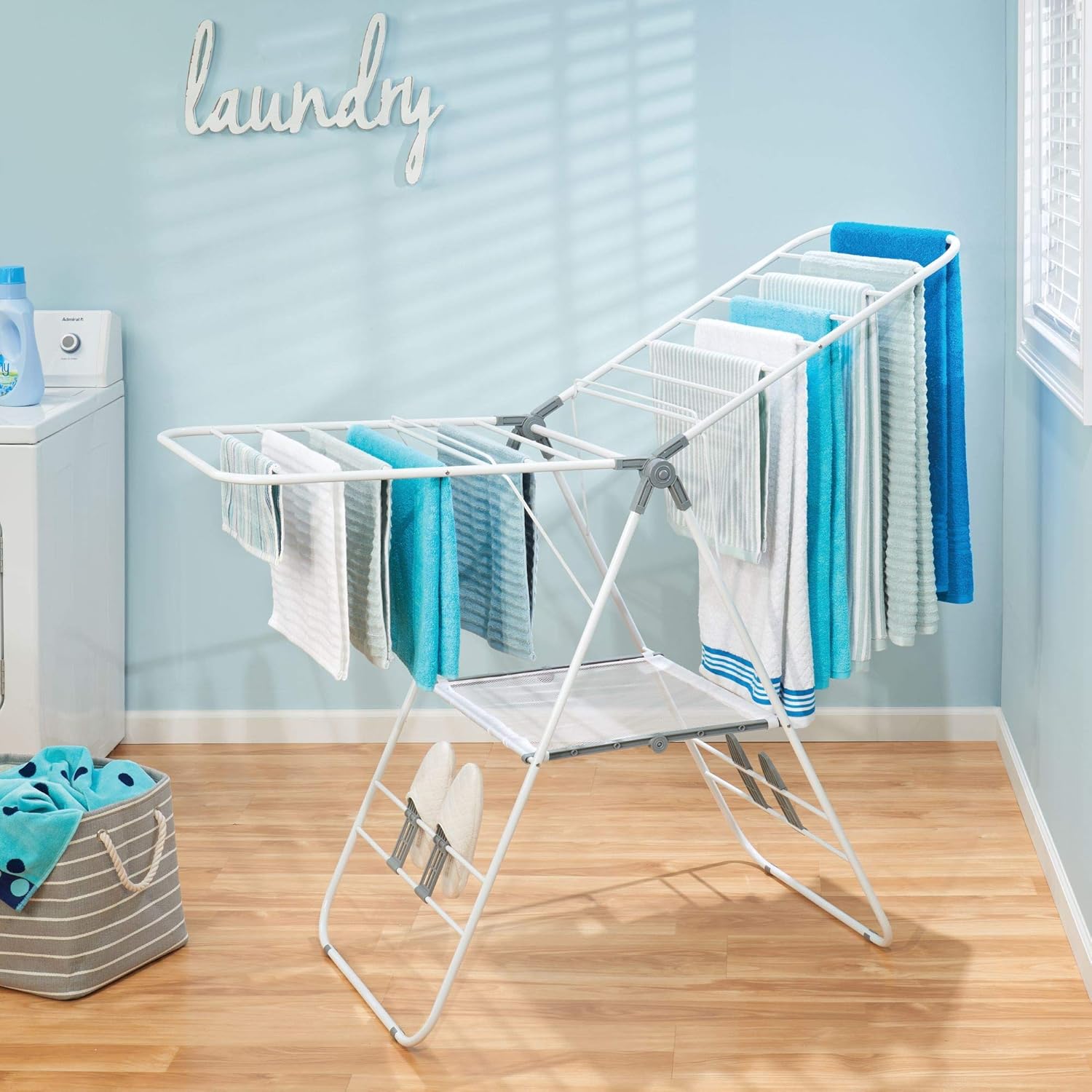 Interdesign Folding Laundry Drying Rack Silver White Gray Brezio Tripod Clothes Dryer 41586 Drying Racks Laundry Storage Organization Stanoc Com