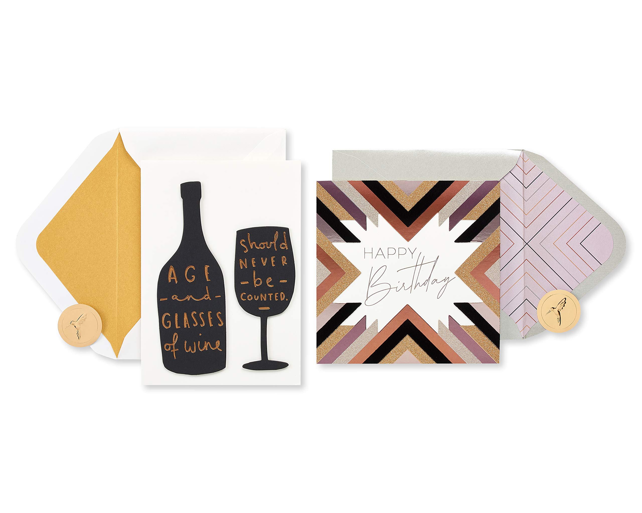 Papyrus Birthday Cards, Black and Gold (2-Count)