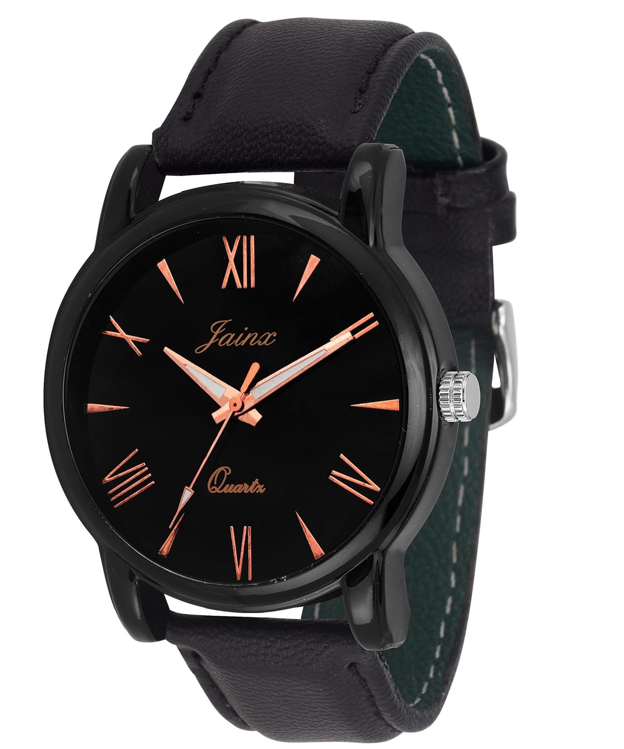 jainx slim black dial analog watch for men & boys - jm207