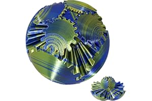 EBHQPC 3D Printed Gear Ball Fidget Toy，Easter Basket Stuffers，Gear Sphere, Gear Ball Fidget Toy, Stress Ball, GearSphere Desk Toy, Fidget Ball, Gear Toy for Stress and Anxiety Relaxing (Yellow Blue)