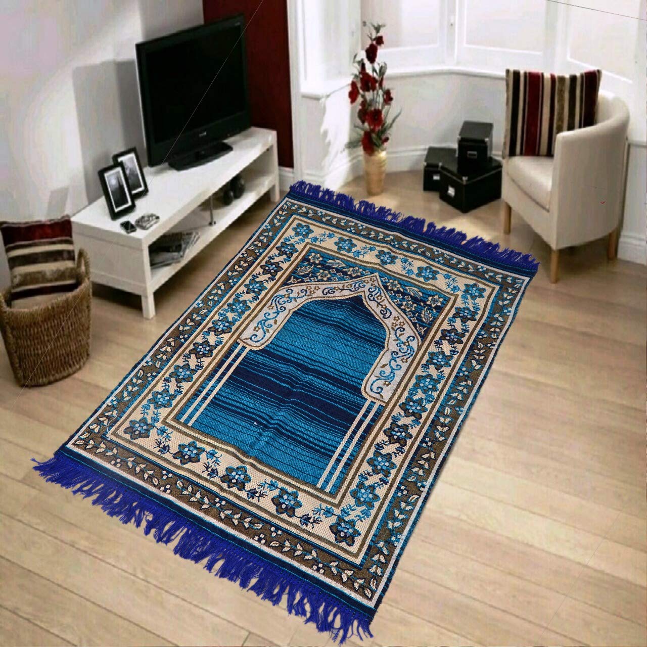 Blenzza Deco Jainamaz/Prayer Mat (Multicolour, Chenille, Standard)