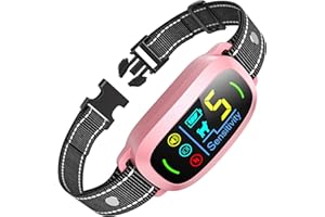 FAFAFROG Dog Bark Collar, Rechargeable Smart Collar, Anti Barking Training Collar with 5 Adjustable Sensitivity Beep Vibration Shock, Bark Collar for Large Medium Small Dogs (Pink)