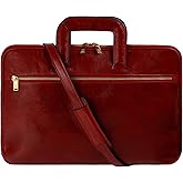 Time Resistance Slim Leather Briefcase - Italian Handmade Leather Computer Bag - Briefcase for Men and Women - Laptop Bag