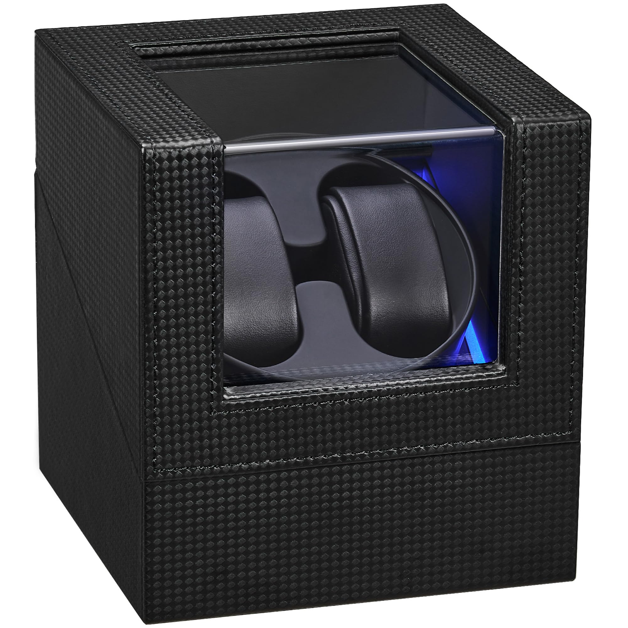 ANWBROAD Double Watch Winder for Automatic Watches Watch Rotator with Super Quiet Motor Flexible Watch Pillows LED Backlight Watch Turner Watch Shaker 5 Modes Battery or USB UJWW001C