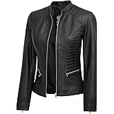 Blingsoul Real Leather Jacket Women - Cafe Racer Style Womens Leather Jackets