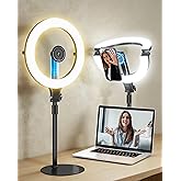 NiceVeedi 10.2” Magnetic Desk Ring Light with Stand, 5000mAh Rechargeable Desktop Ring Light for Phone,3 Color Foldable Selfie Light for Live Stream/Makeup/TikTok/YouTube/Photography/Zoom/Vlogging