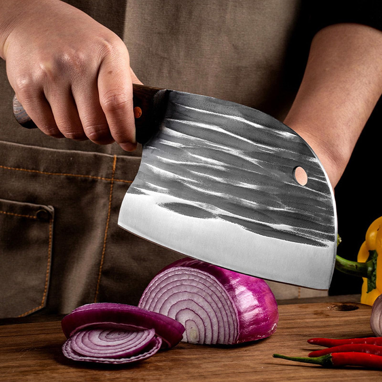 TIANYUE-FONG Meat Cleaver, Professional Chef Knife 6-inch High Carbon Stainless Steel Heavy Duty Butcher Knife for Chopping Meat, Bones & Vegetables, Ergonomic Handle for Chefs & Home Cooking