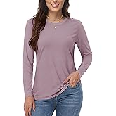 YUCOLEN Long Sleeve Shirts for Women Cotton Crewneck Casual T-Shirts Soft Basic Tee Long Sleeve Tops