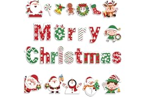 FUNROUS 81 Pcs Christmas Cutouts Bulletin Board Decorations Merry Christmas Classroom Bulletin Board Set with Glue Points Santa Snowman Elk Elf Paper Cutouts for Xmas Winter Holiday Bulletin Board Decor
