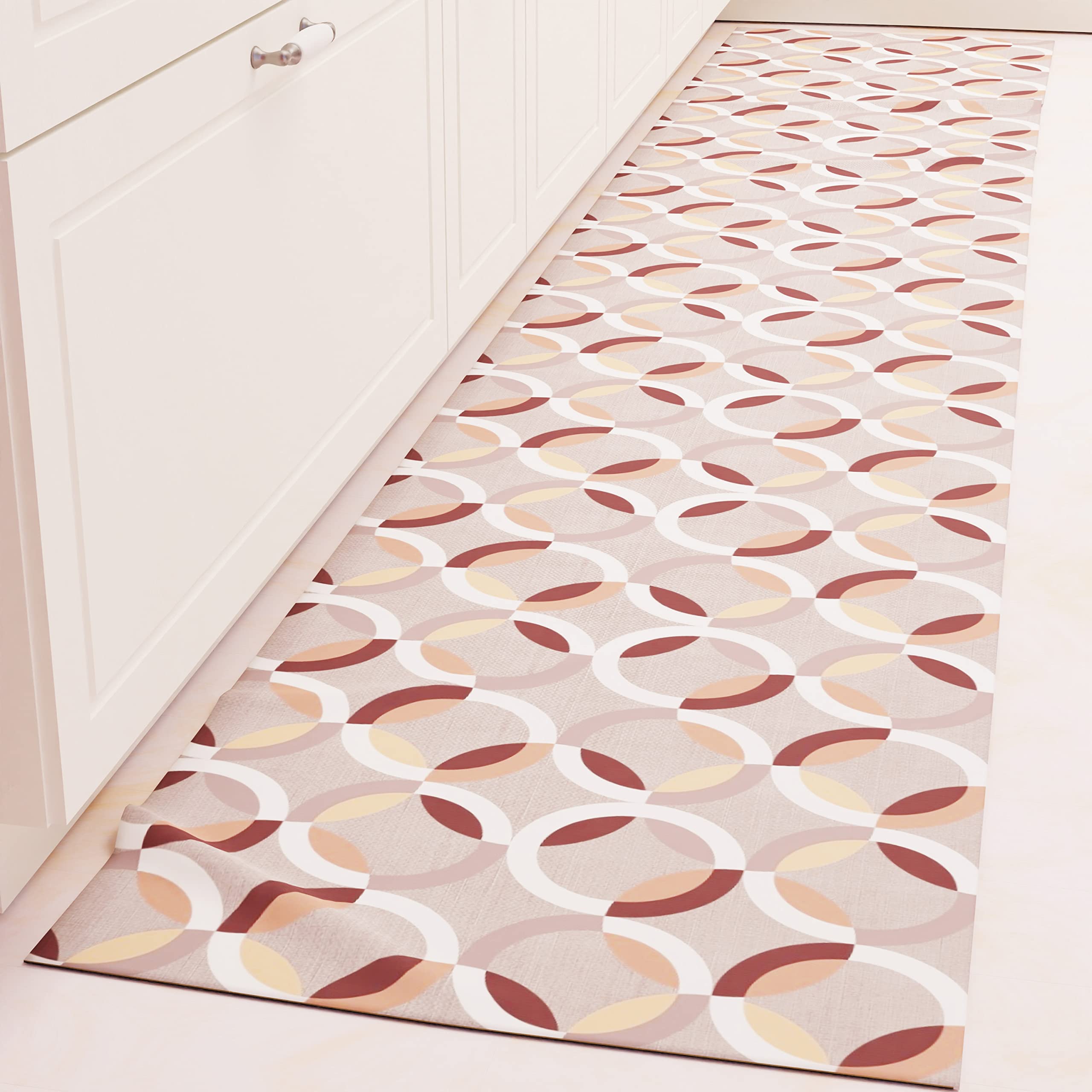 PETTI Artigiani Italiani - Kitchen Rug Runner Kitchen Non-Slip and Washable 52 x 180 cm Design Circle Beige 100% Made in Italy