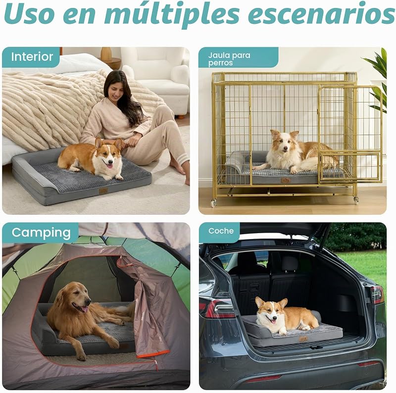 Cama Ortopédica Extra Grande para Cães, XL 112x81x18cm Cinzento