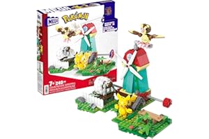 MEGA BRANDS MEGA Pokemon Action Figure Building Toy Set, Countryside Windmill with 240 Pieces, Motion and 3 Poseable Characters, Gift Idea for Kids