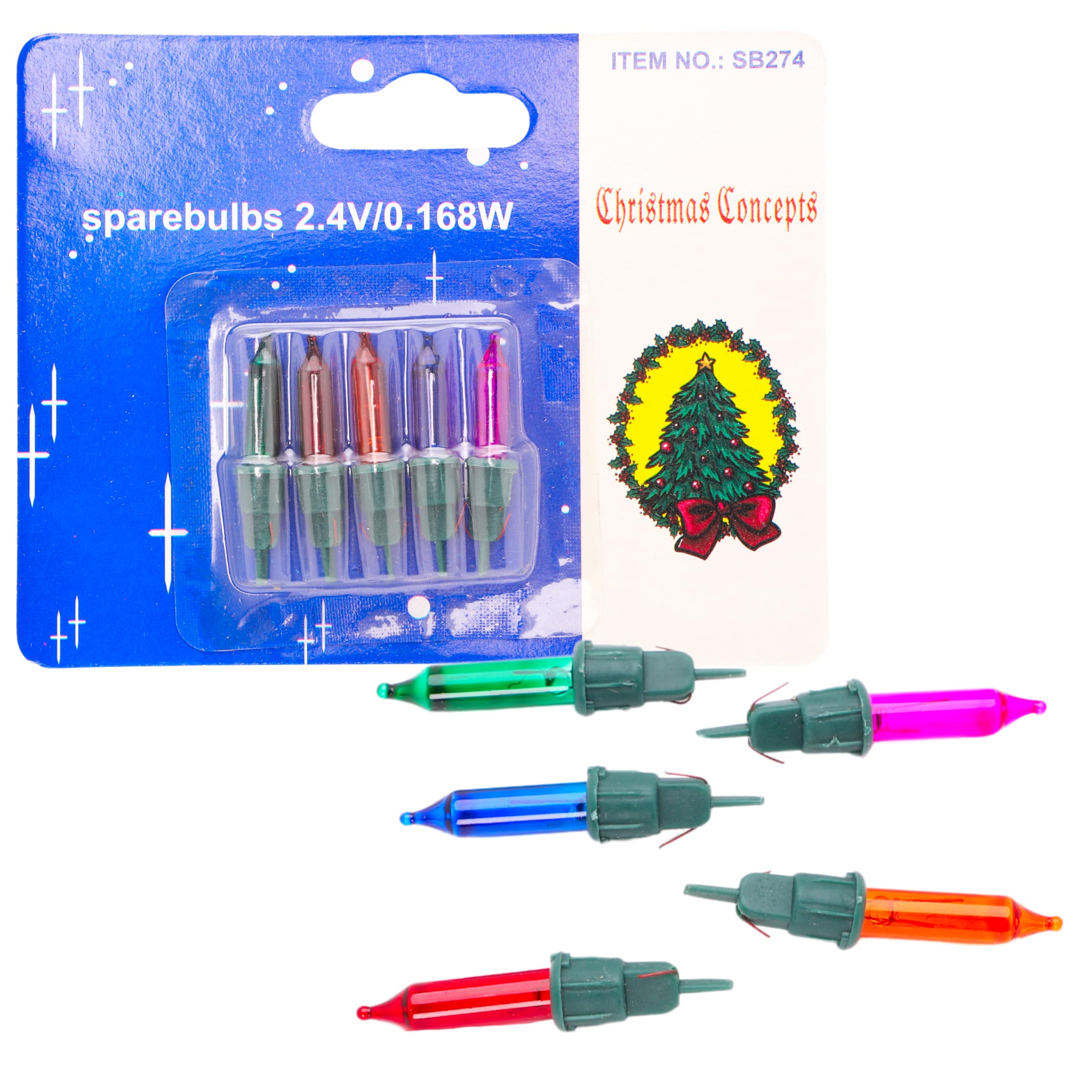 5 Multi Colour Push In Spare Replacement Bulbs 1 Prong 2.4v 0.168w