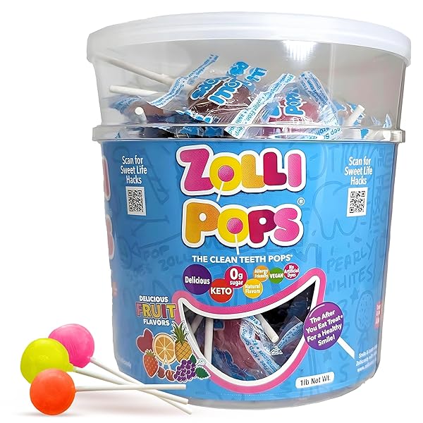 ZOLLIPOPS EASTER CHICK CLEAN TEETH POPS SUGAR FREE CANDY, DYE-FREE LOLLIPOPS – KETO & DIABETIC-FRIENDLY, DENTIST-APPROVED TREATS FOR KIDS (ASSORTED FRUIT, 5.2 OZ)