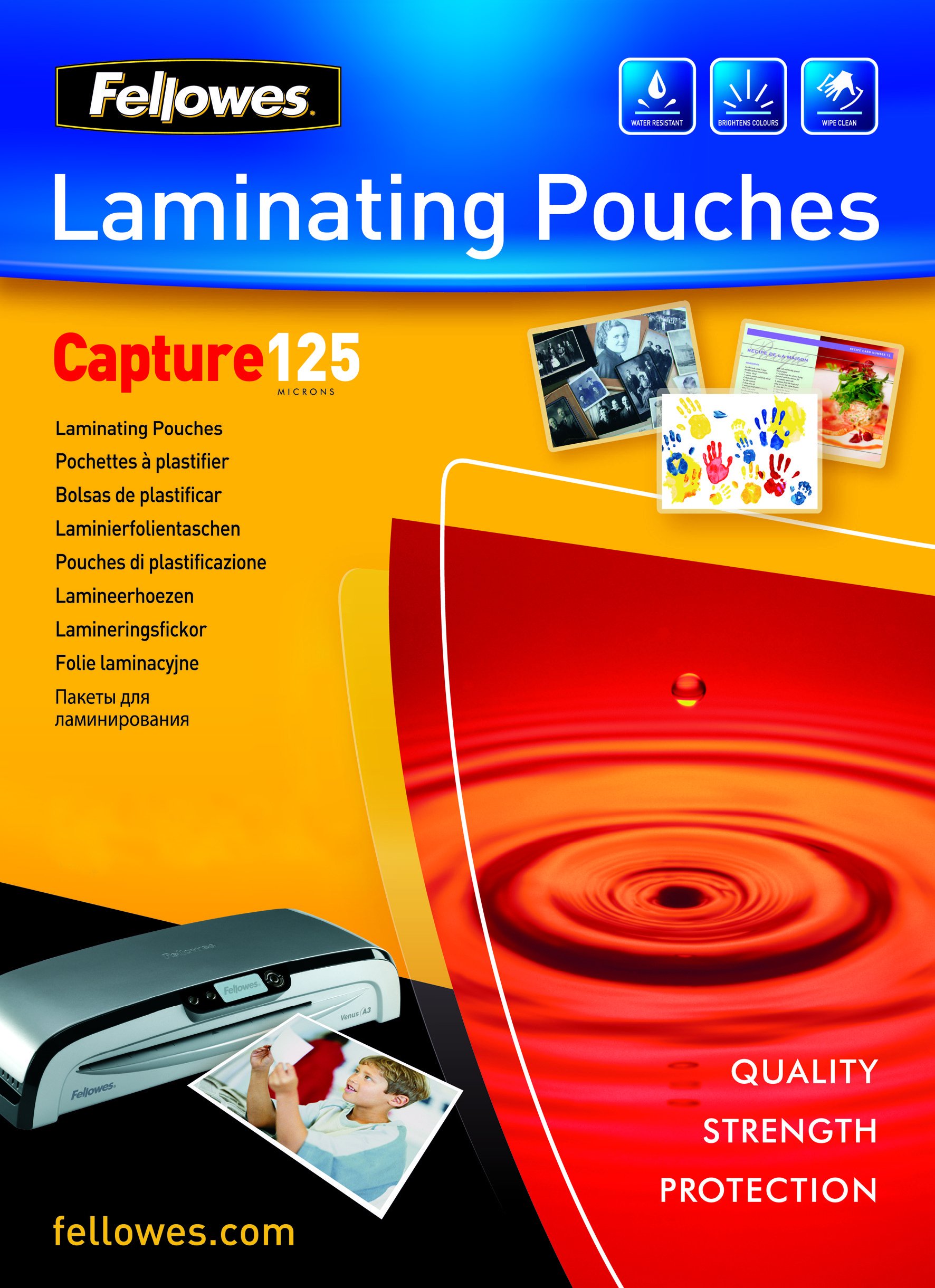 Fellowes Laminating Pouches Capture 125 micron - 100-pack - glossy - lamination pouches