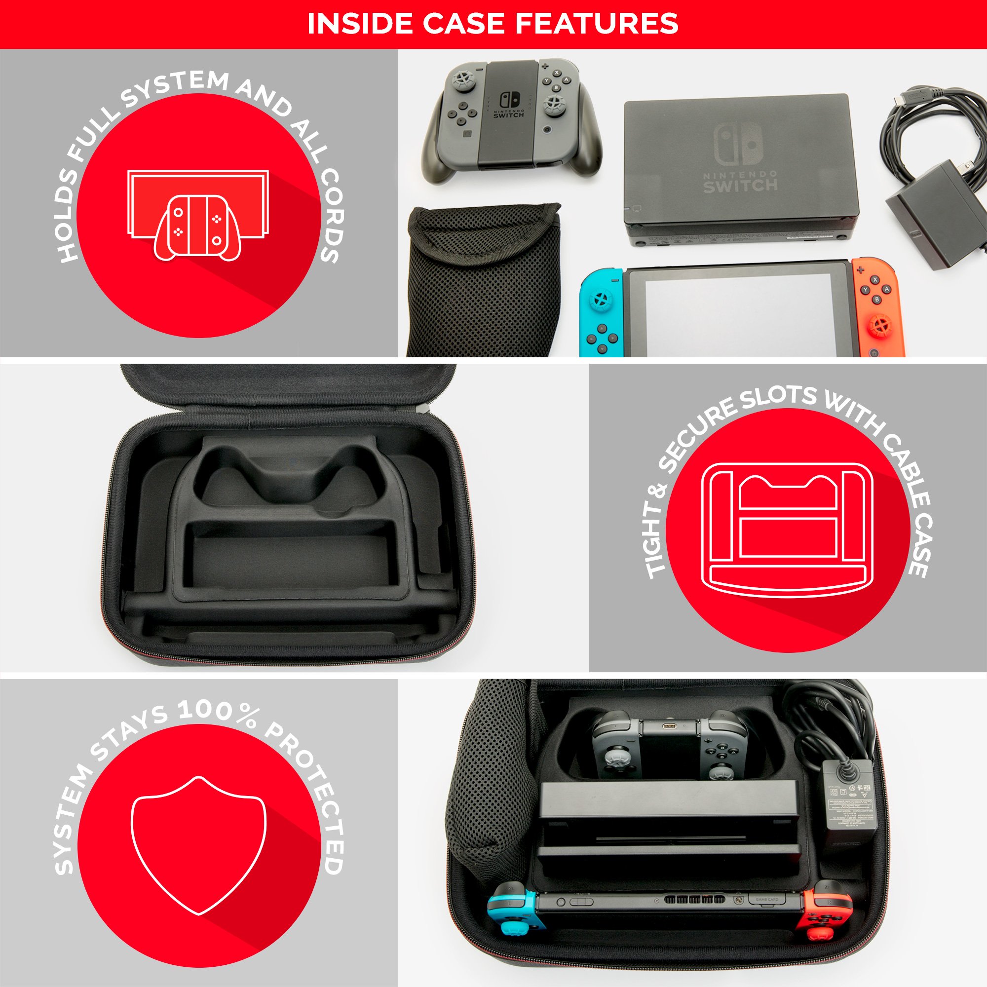 NINTENDO SWITCH DELUXE SYSTEM CASE; SECURELY HOLDS COMPLETE NINTENDO