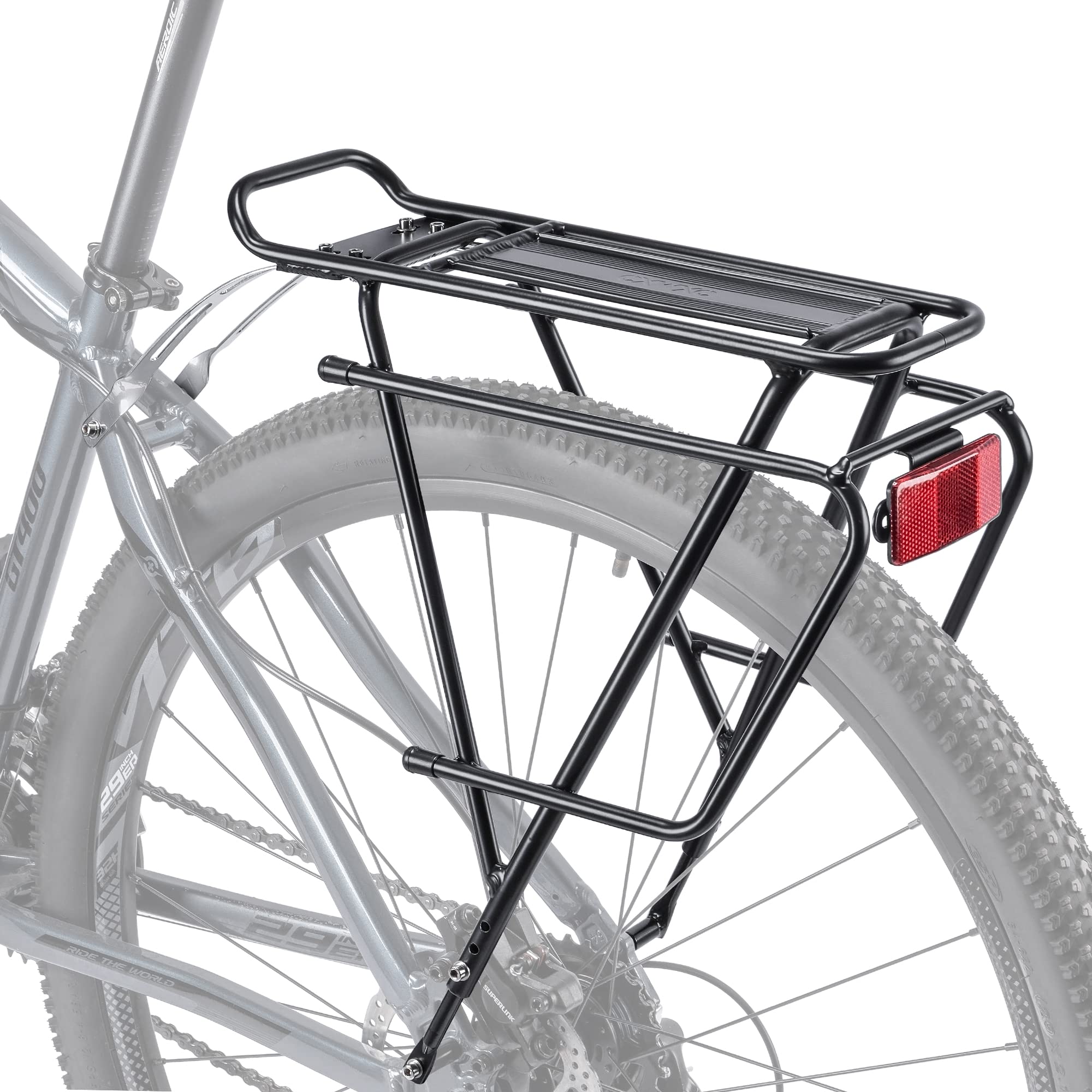 Photo 1 of CXWXC Rear Bike Rack - Bike Cargo Rack for Disc Brake/Non-Disc Brake Mount - Bicycle Pannier Rack, Touring Carrier Rack fit 26”-29” and 700c