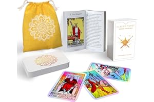 Sagesight Classic Tarot Cards Deck with Guidebook & Premium Linen Carry Bag - Original Pamela Colman Smith Artwork - Tarot Cards for Beginners and Experts (Holographic)