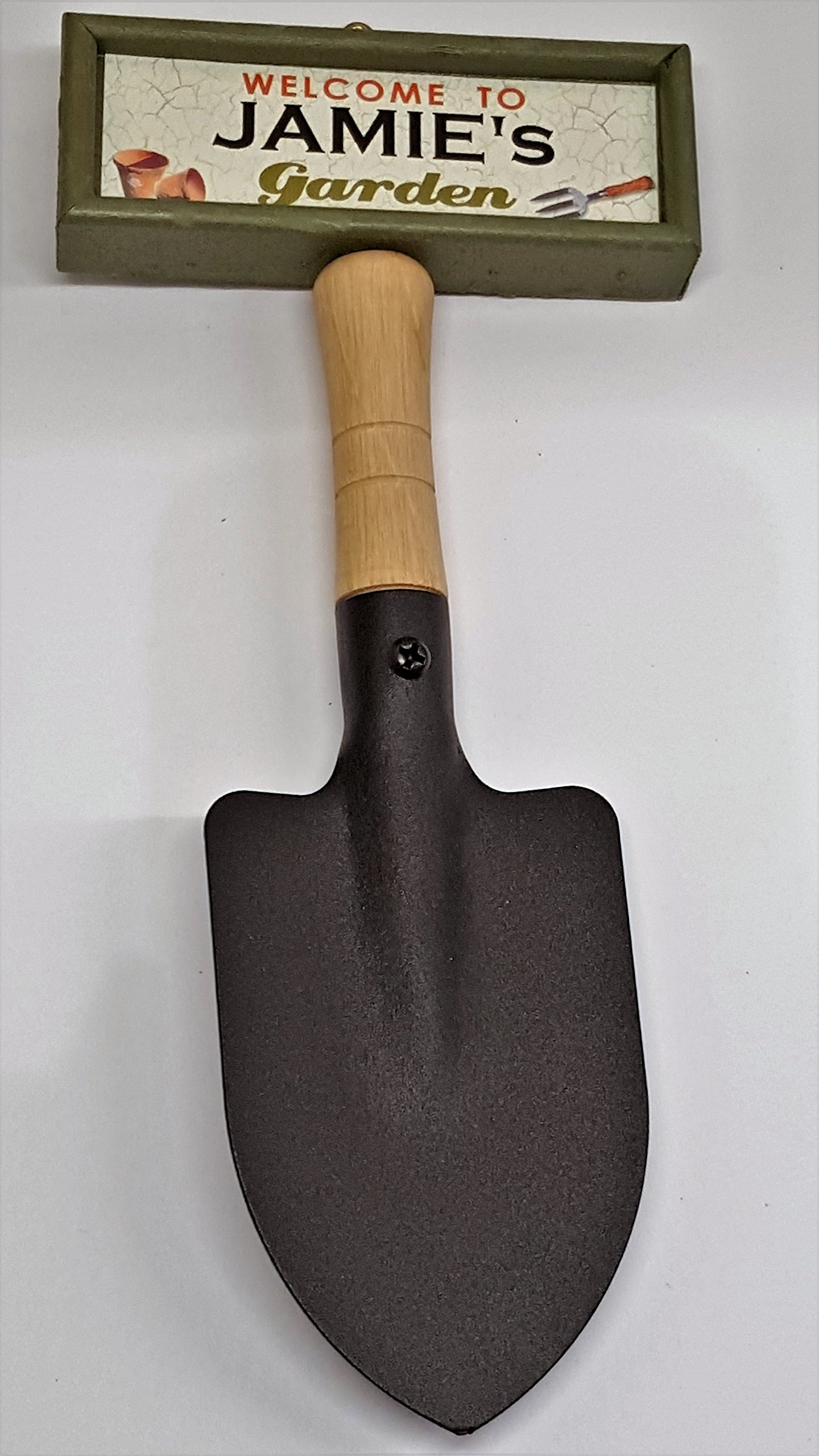 tlm wholesale Welcome to Jamie's garden hanging shovel sign