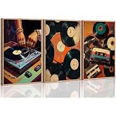 LHEAOED 3 Pcs Vintage Record Music Canvas Wall Art Unframed 12x16in | Stylish Record Cassettes Music Vinyl Picture Wall Decor Poster Print Artwork for Living Room Bedroom Home Decoration