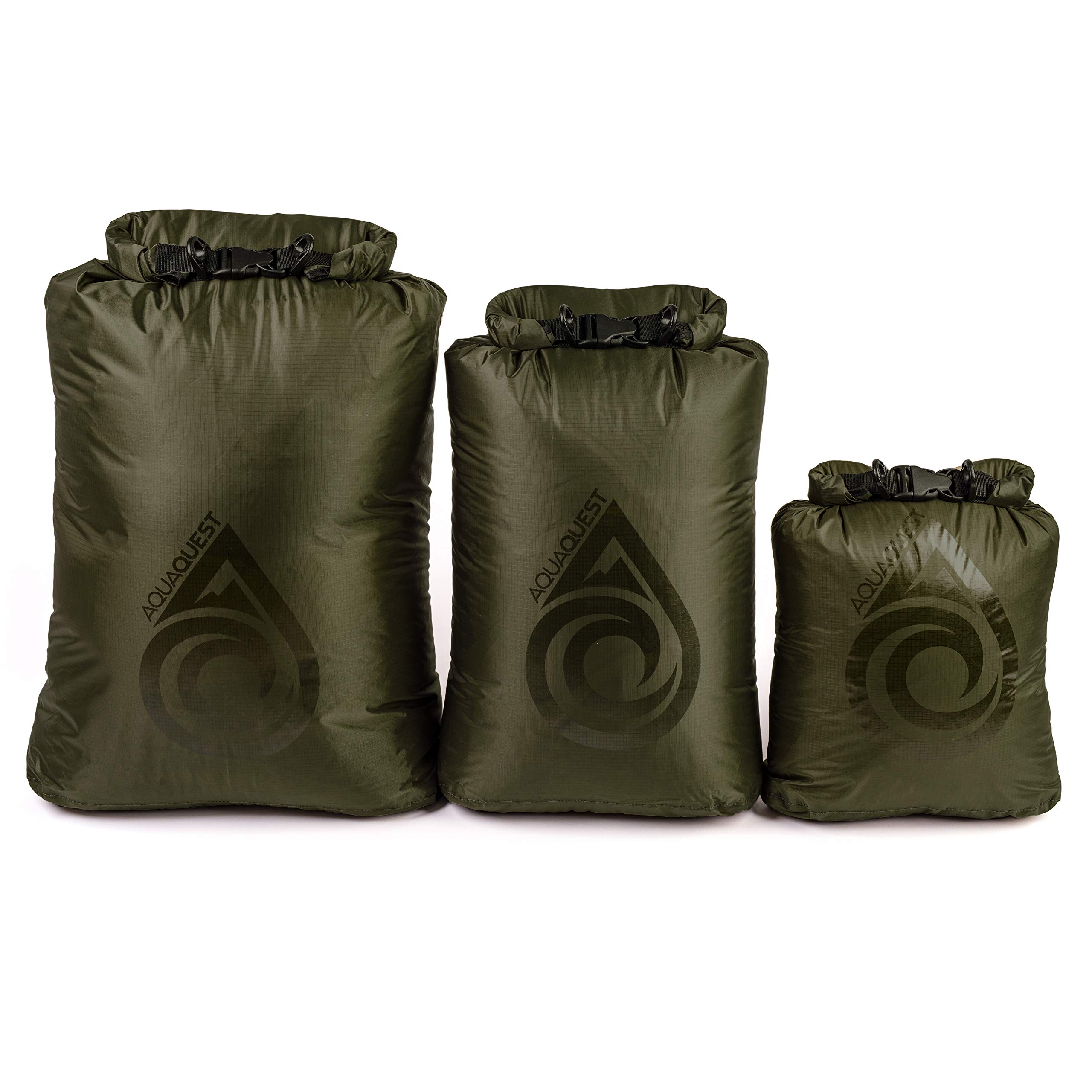 Aqua Quest Rogue Dry Bags - 100% Waterproof - 10L, 20L, 30L, 60L, 100 L or 3-Piece Set - Camo or Olive Drab …