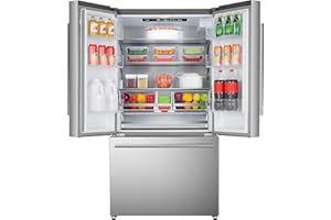 DUURA Elite DE210FDBMDSS Refrigerator Built in with French Doors Adjustable Glass Shelves Dual Drawer Bottom Freezer with Ice Maker, LED Interior Light and Stainless Steel Exterior, 36-Inch, Metallic