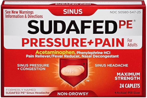 SUDAFED PE PRESSURE + PAIN MAXIMUM STRENGTH CAPLETS FOR ADULTS 24 EA (PACK OF 4)