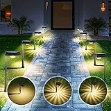 Linkind Solar Pathway Lights, 8 Pack Warm White Solar Landscape Lights, 200 Lumen Bright Solar Outdoor Lights, IP65 Waterproo