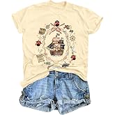 Pirate Shirt for Women Funny Skeleton Vintage Graphic Tee Casual Skull Top | Women Halloween Costume,Funny Vintage Pirate Print Tops,Skeleton Shirt For Women,Family Night Cruise Trip Casual Tee