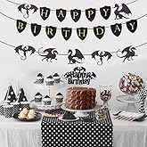 JeVenis Dragon Birthday Banner & Decoration - Fantasy Party Decoration & Cake Topper